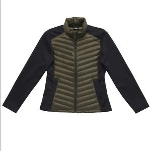 Navy blue and black down with stretch sides jacket